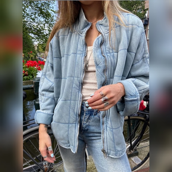 Free People Quilted Dolman Jacket Wavy Waters Brand NEW - Picture 12 of 15